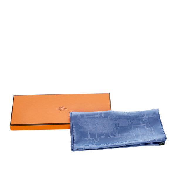 エルメス カレ45 fantaisies indiennes 眩惑のインド スカーフ ブルー シルク レディース HERMES 【中古】