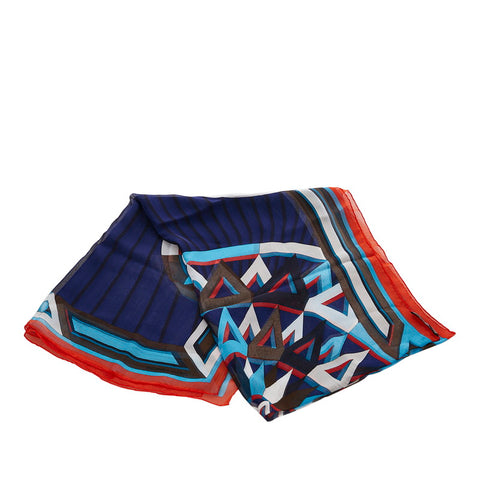 エルメス ネイビー マルチカラー シルク ストール レディース HERMES 【中古】