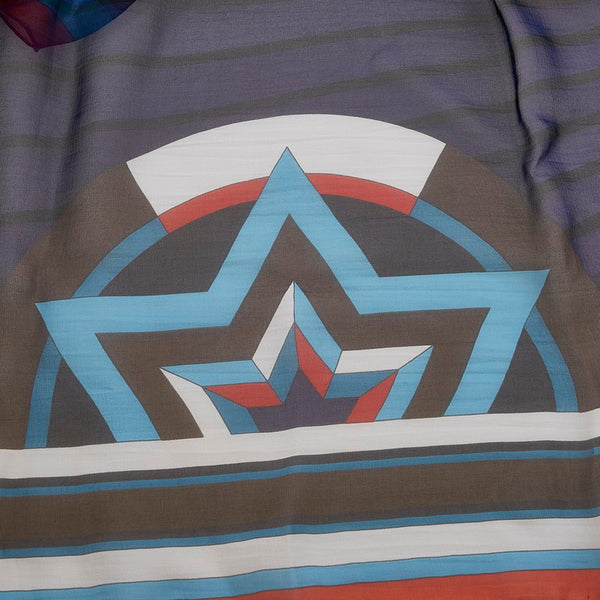 エルメス ネイビー マルチカラー シルク ストール レディース HERMES 【中古】