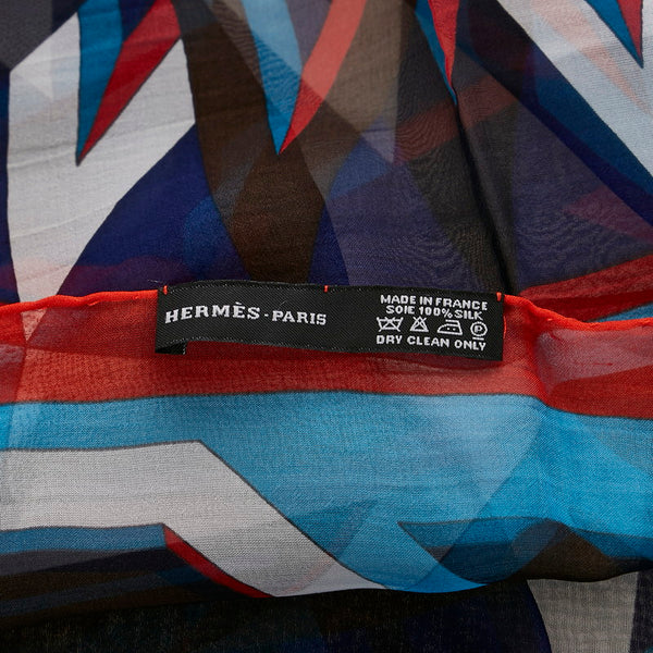 エルメス ネイビー マルチカラー シルク ストール レディース HERMES 【中古】
