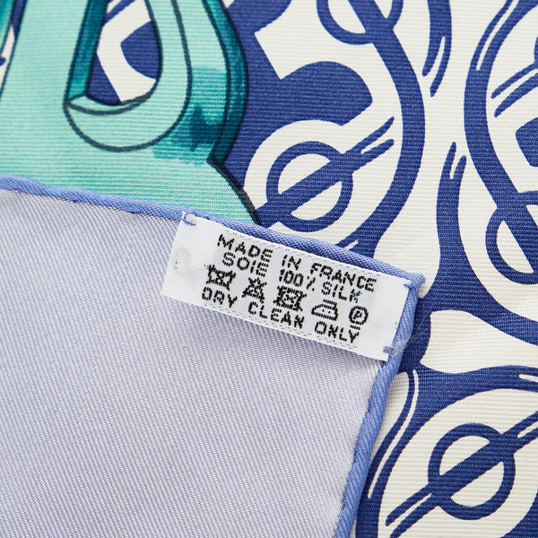 エルメス カレ スカーフ ブルー グリーン シルク レディース HERMES 【中古】