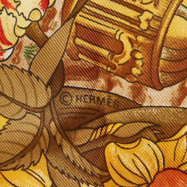 エルメス カレ イエロー シルク スカーフ レディース HERMES 【中古】