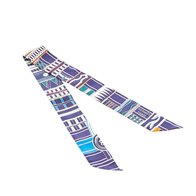 エルメス ツイリー マルチカラー ネイビー シルク スカーフ レディース HERMES 【中古】