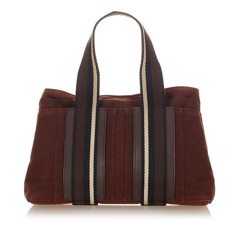 エルメス トロカホリゾンタルMM ブラウン キャンバス ハンドバッグ メンズ HERMES 【中古】