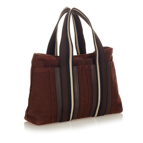 エルメス トロカホリゾンタルMM ブラウン キャンバス ハンドバッグ メンズ HERMES 【中古】