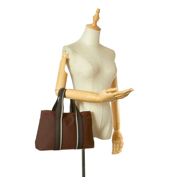 エルメス トロカホリゾンタルMM ブラウン キャンバス ハンドバッグ メンズ HERMES 【中古】