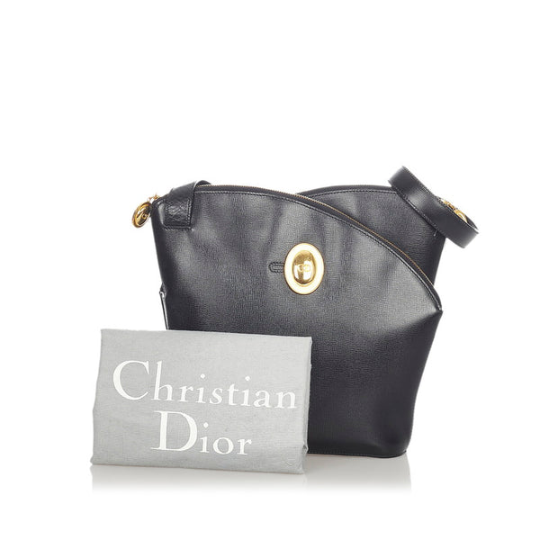 クリスチャンディオール ブラック レザー ショルダーバッグ トートバッグ レディース Christian Dior 【中古】