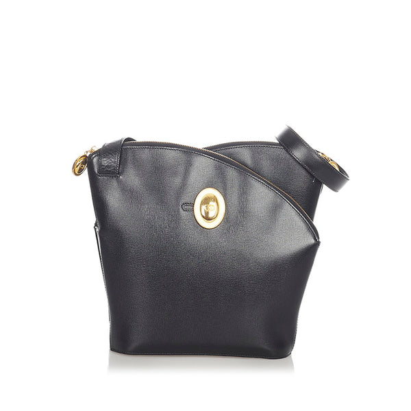 クリスチャンディオール ブラック レザー ショルダーバッグ トートバッグ レディース Christian Dior 【中古】