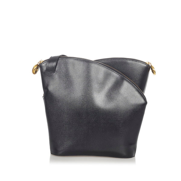 クリスチャンディオール ブラック レザー ショルダーバッグ トートバッグ レディース Christian Dior 【中古】