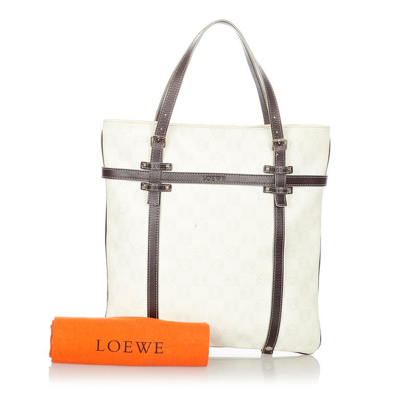ロエベ リピートアナグラム ホワイト PVC レザー ハンドバッグ レディース LOEWE 【中古】