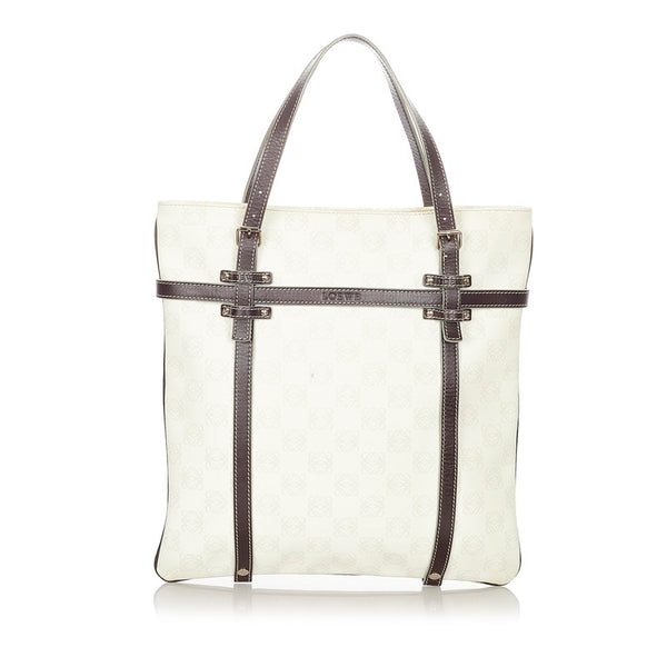 ロエベ リピートアナグラム ホワイト PVC レザー ハンドバッグ レディース LOEWE 【中古】