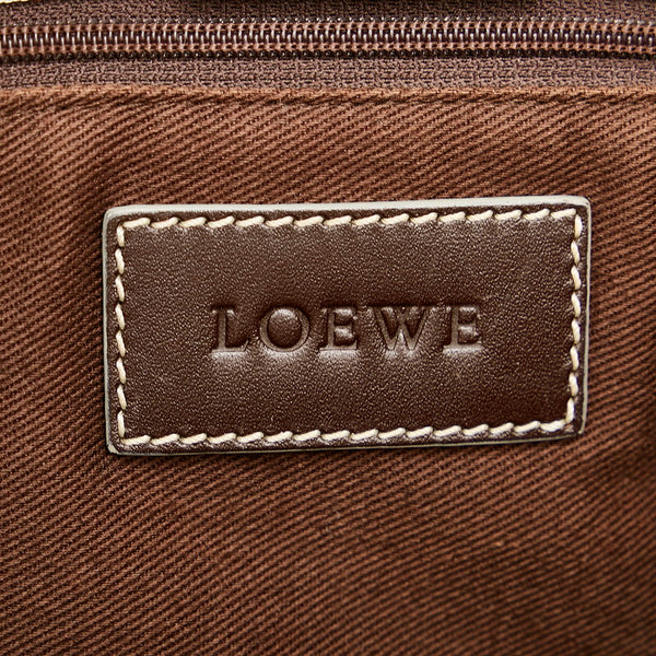 ロエベ リピートアナグラム ホワイト PVC レザー ハンドバッグ レディース LOEWE 【中古】