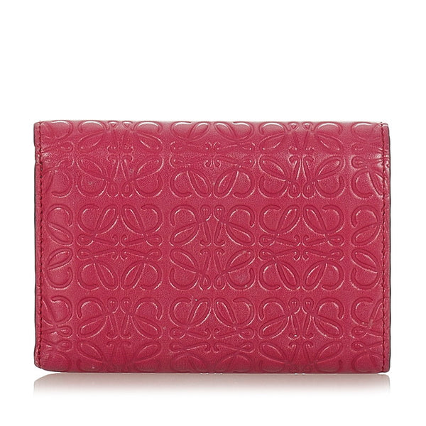 ロエベ リピートアナグラム ピンクパープル レザー 三つ折り財布 レディース LOEWE 【中古】