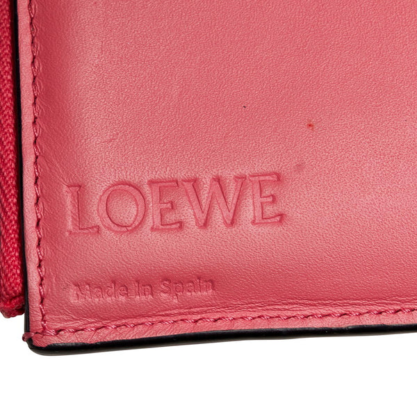 ロエベ リピートアナグラム ピンクパープル レザー 三つ折り財布 レディース LOEWE 【中古】