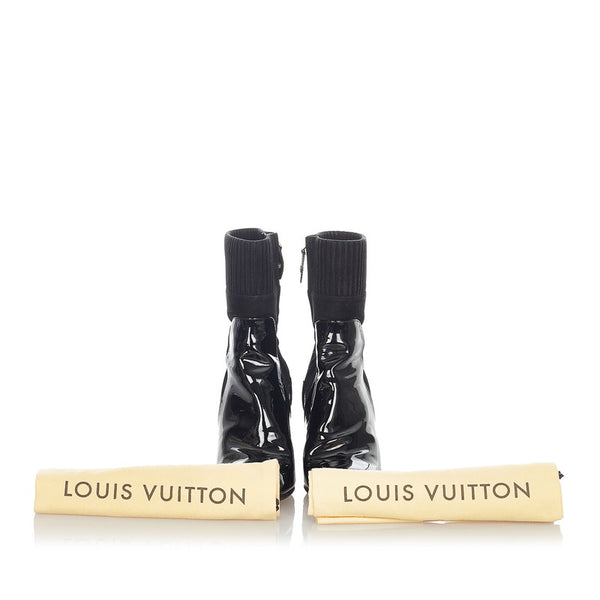 ルイ ヴィトン ブラック PVC スウェード ブーツ レディース LOUIS VUITTON 【中古】
