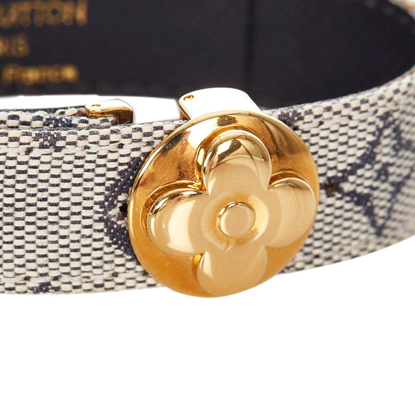 ルイ ヴィトン M64540 ブルー ベージュ レザー モノグラムミニ グッドラックブレス バングル レディース LOUIS VUITTON 【中古】
