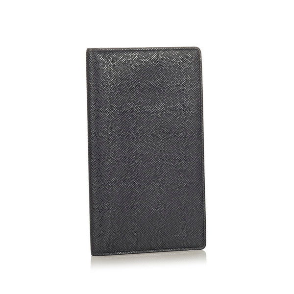 ルイ ヴィトン タイガ ポルトシェキエ・カルトクレディ M30412 ブラック レザー 二つ折り財布 メンズ LOUIS VUITTON 【中古】