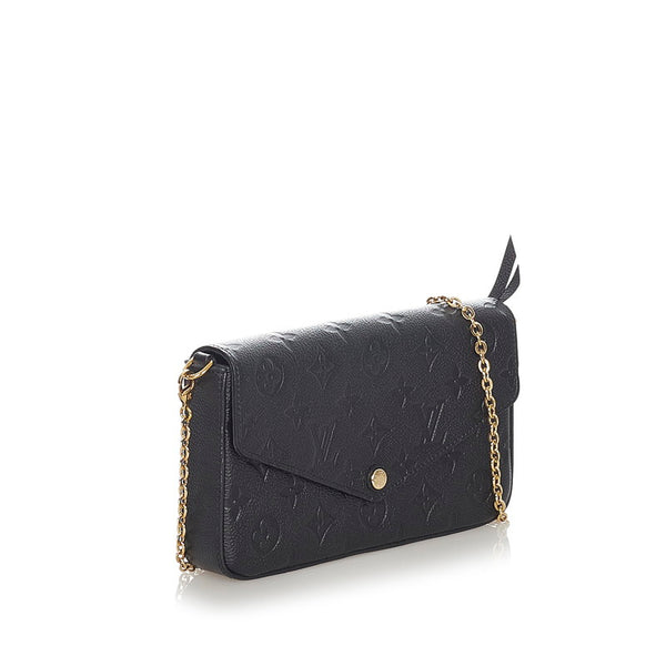 ルイ ヴィトン アンプラント ポシェットフェリシー M64064 ブラック レザー チェーン ショルダーバッグ レディース LOUIS VUITTON 【中古】