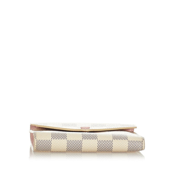 ルイ ヴィトン ダミエ アズール ポルトフォイユ ヴィクトリーヌ N64022 ピンク PVC レザー 三つ折り財布 レディース LOUIS VUITTON 【中古】