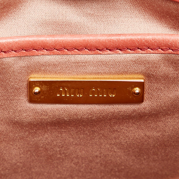 ミュウミュウ RN0647 ピンク レザー ハンドバッグ ショルダーバッグ 2WAY レディース MIUMIU 【中古】