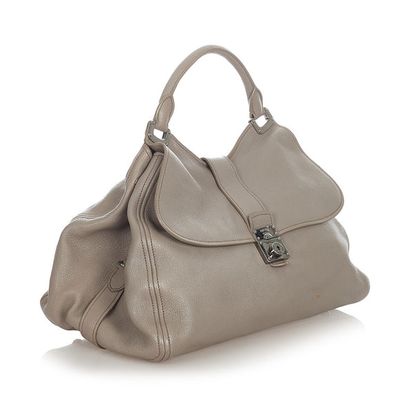 ミュウミュウ グレー レザー ハンドバッグ ショルダーバッグ 2WAY レディース MIUMIU 【中古】