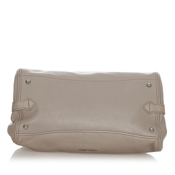 ミュウミュウ グレー レザー ハンドバッグ ショルダーバッグ 2WAY レディース MIUMIU 【中古】