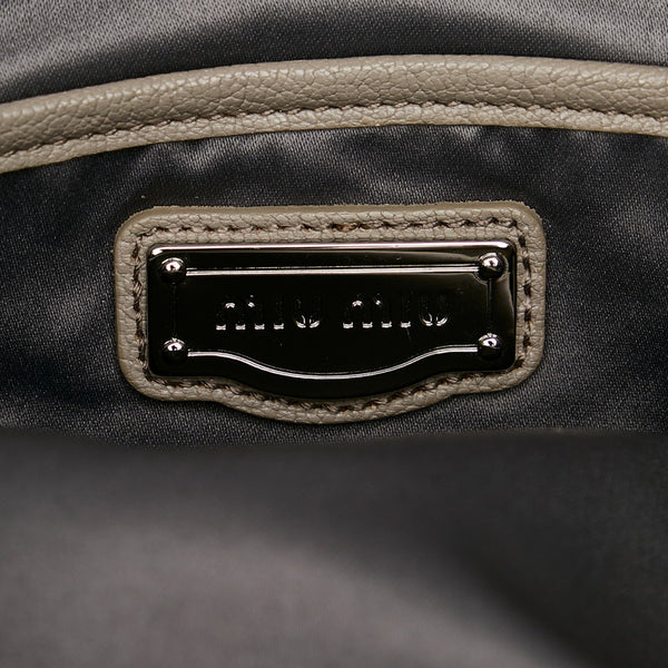 ミュウミュウ グレー レザー ハンドバッグ ショルダーバッグ 2WAY レディース MIUMIU 【中古】