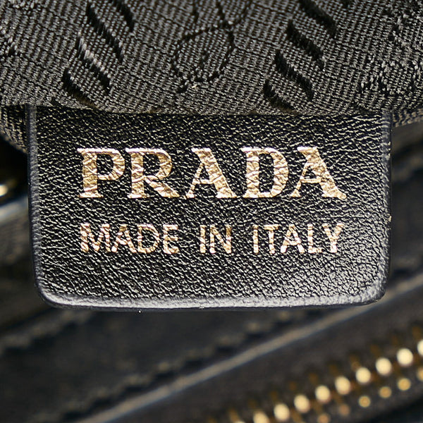 プラダ ギャザー ブラック ナイロン レザー ハンドバッグ レディース PRADA 【中古】