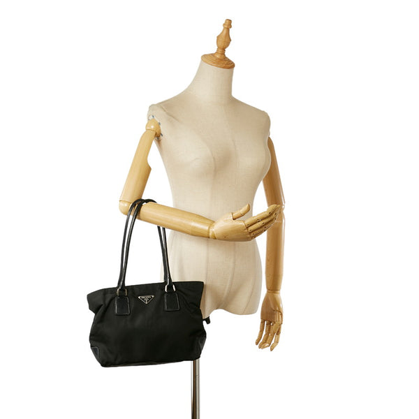 プラダ ポコノ ブラック ナイロン ハンドバッグ レディース PRADA 【中古】