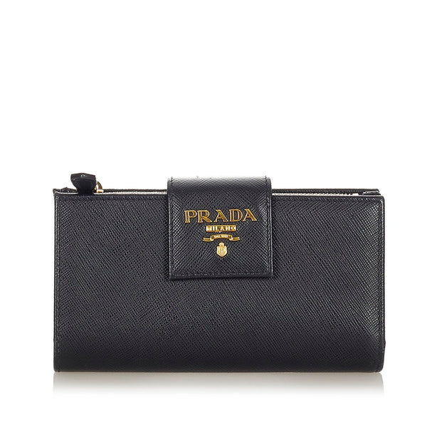 プラダ ブラック レザー 長財布 レディース PRADA 【中古】
