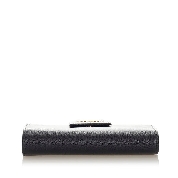 プラダ ブラック レザー 長財布 レディース PRADA 【中古】
