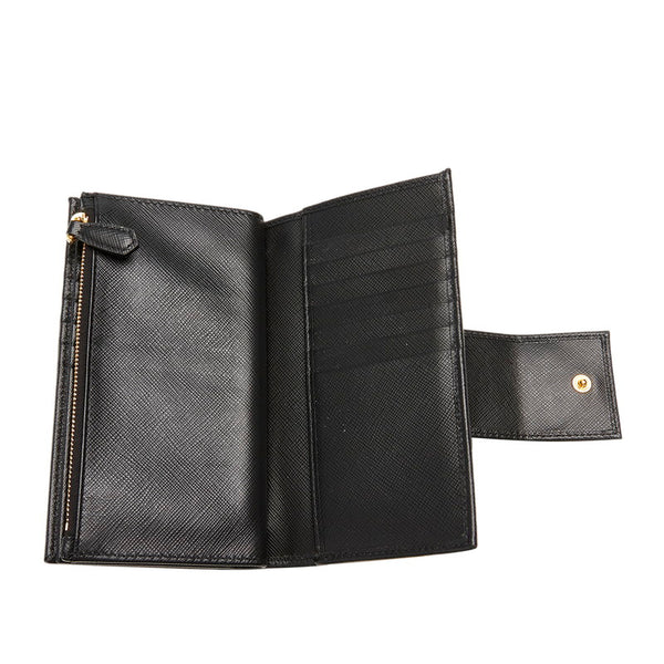 プラダ ブラック レザー 長財布 レディース PRADA 【中古】