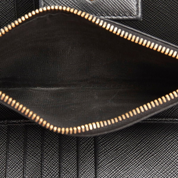 プラダ ブラック レザー 長財布 レディース PRADA 【中古】