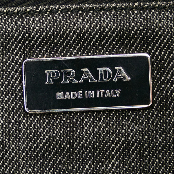 プラダ ネイビー ブラウン デニム ショルダーバッグ レディース PRADA 【中古】