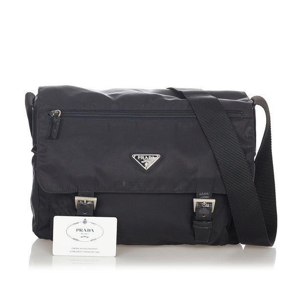 プラダ B6671 ブラック ナイロン レザー ショルダーバッグ レディース PRADA 【中古】