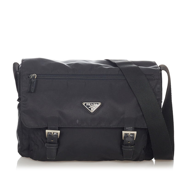 プラダ B6671 ブラック ナイロン レザー ショルダーバッグ レディース PRADA 【中古】
