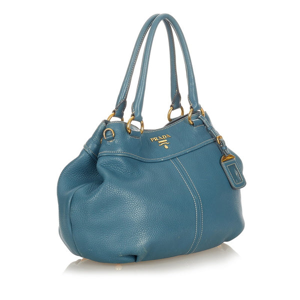 プラダ BN1777 ブルー レザー ハンドバッグ ショルダーバッグ 2WAY レディース PRADA 【中古】