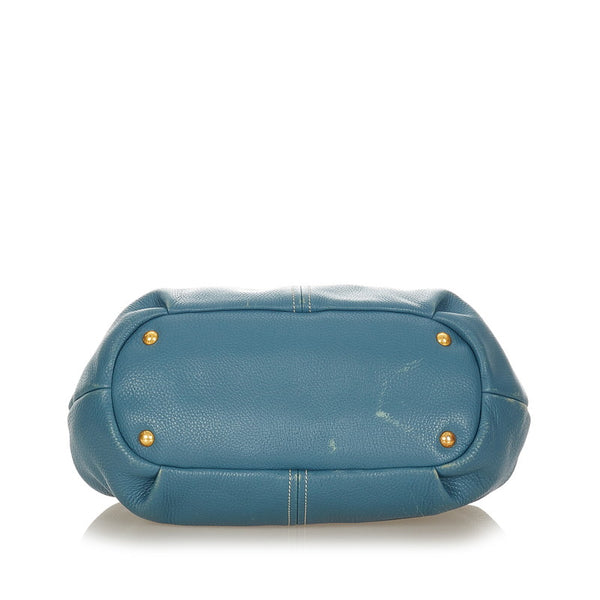 プラダ BN1777 ブルー レザー ハンドバッグ ショルダーバッグ 2WAY レディース PRADA 【中古】
