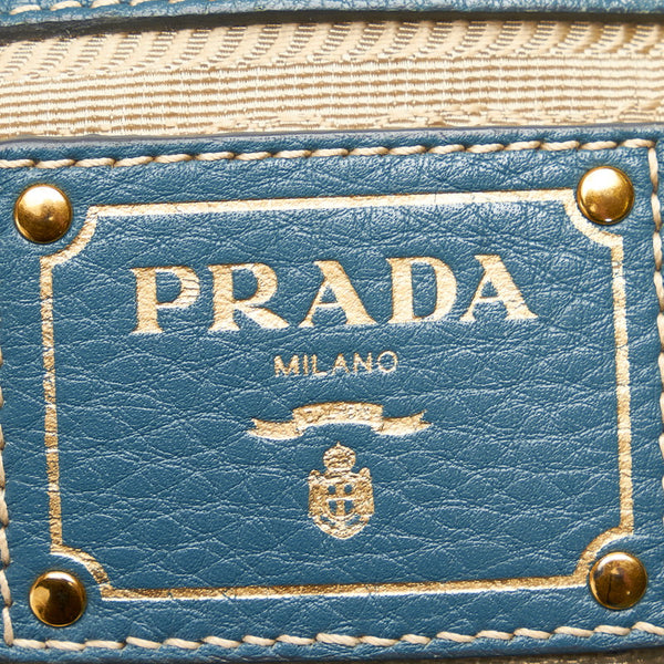 プラダ BN1777 ブルー レザー ハンドバッグ ショルダーバッグ 2WAY レディース PRADA 【中古】