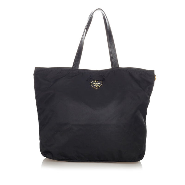 プラダ ベアー クマ スパンコール ブラック ナイロン レザー ショルダーバッグ トートバッグ レディース PRADA 【中古】
