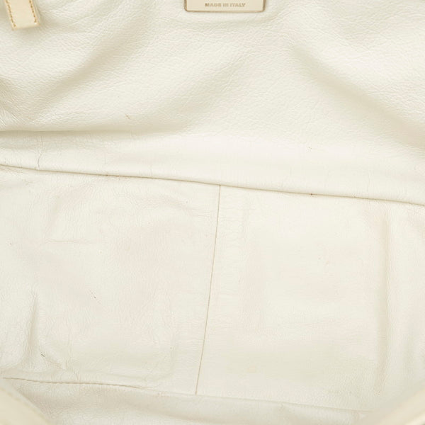 プラダ ベージュ ホワイト ストロー レザー ハンドバッグ レディース PRADA 【中古】
