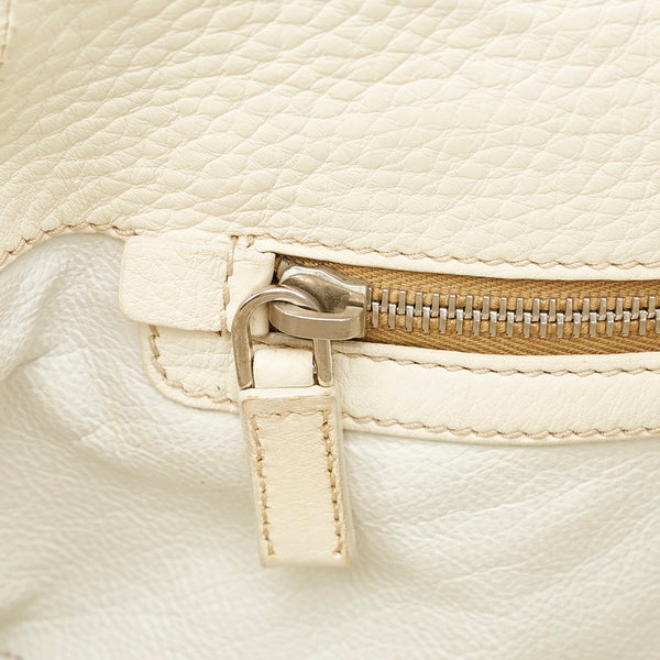 プラダ ベージュ ホワイト ストロー レザー ハンドバッグ レディース PRADA 【中古】