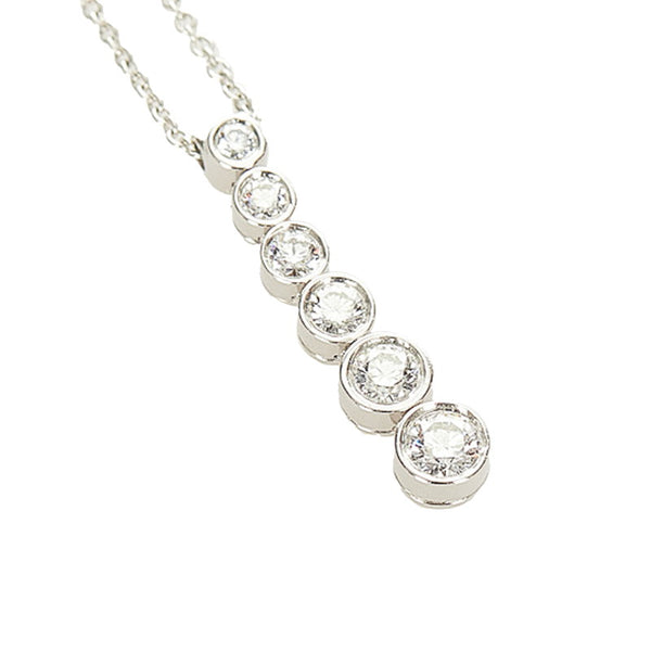 ティファニー シルバー Pt950 プラチナ 6P ダイヤ ジャズドロップ ネックレス レディース TIFFANY&Co. 【中古】