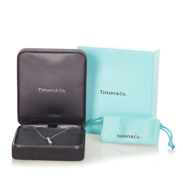 ティファニー シルバー Pt950 プラチナ 6P ダイヤ ジャズドロップ ネックレス レディース TIFFANY&Co. 【中古】