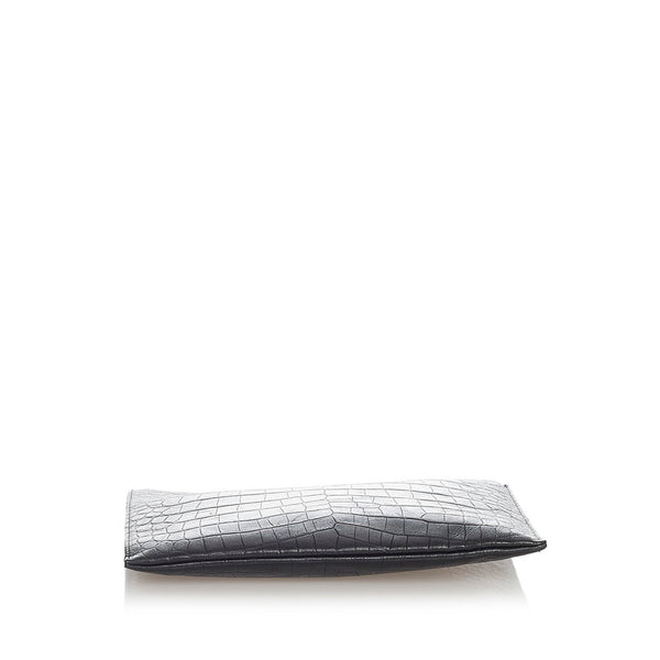 サンローラン ブラック レザー 型押し クラッチバッグ メンズ SAINT LAURENT 【中古】