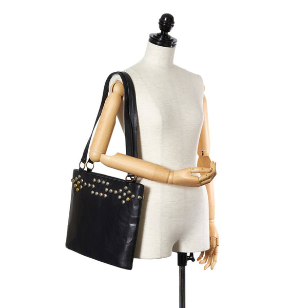 サンローラン スタッズ トートバッグ ブラック レザー レディース SAINT LAURENT 【中古】