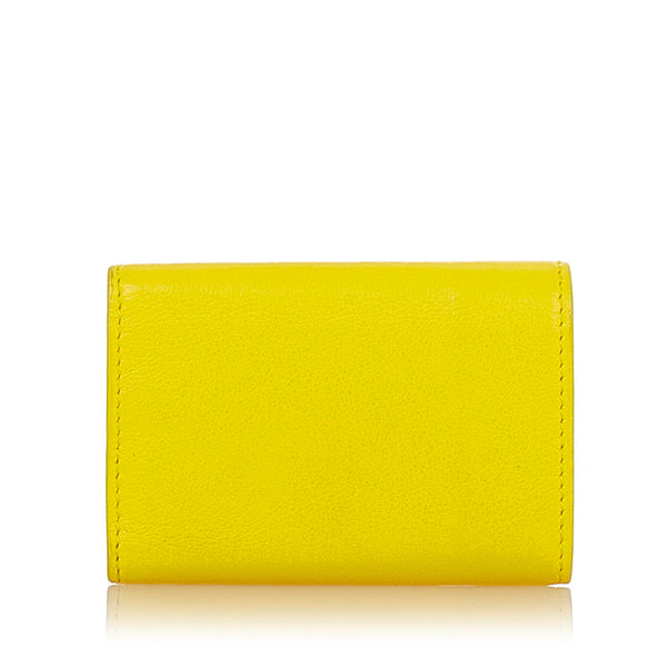 バレンシアガ ペーパーミニウオレット 三つ折り財布 イエロー カーフ レディース BALENCIAGA 【中古】