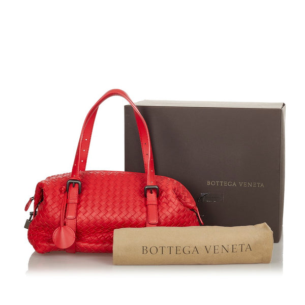 ボッテガヴェネタ イントレチャート BO2893693Q レッド レザー ハンドバッグ レディース BOTTEGAVENETA 【中古】