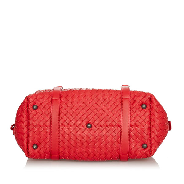 ボッテガヴェネタ イントレチャート BO2893693Q レッド レザー ハンドバッグ レディース BOTTEGAVENETA 【中古】