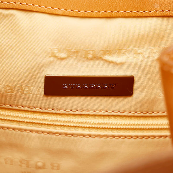 バーバリー マルチボーダー ホワイト キャンバス レザー リュック バックパック マリンバッグ レディース BURBERRY 【中古】